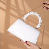 Women Top-handle Bags White Leather Bride Handbags Purse Designer Evening Bags Party Handbag Wedding Clutch Wallet Shoulder Bag