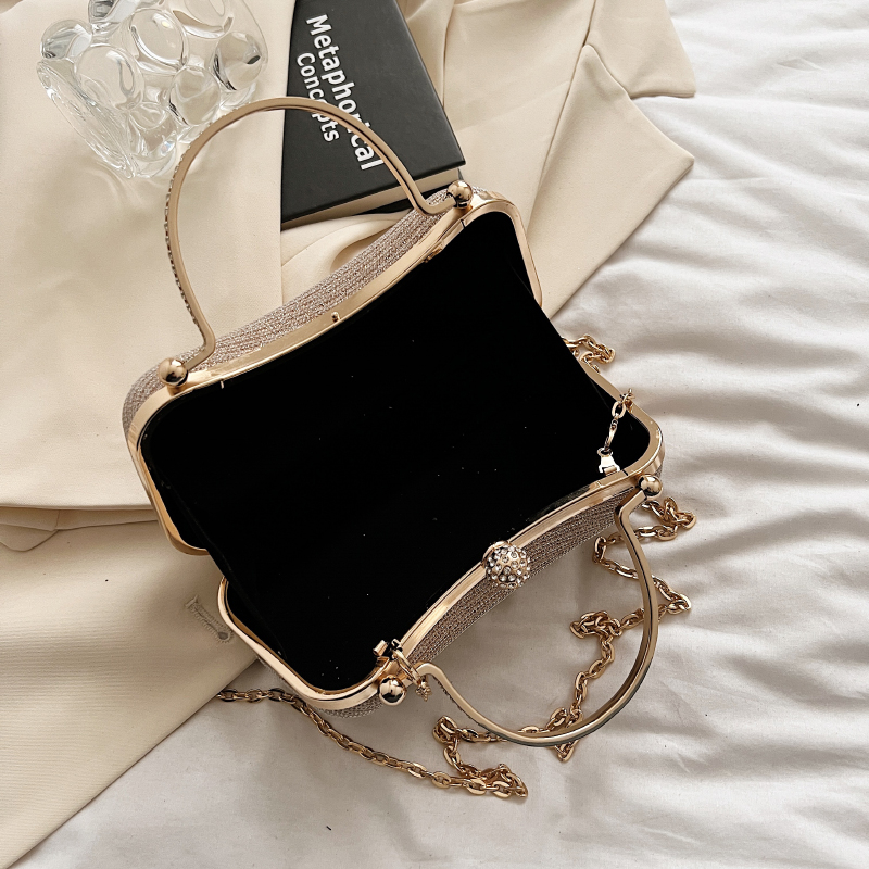 Chain Evening Bag Dinner Shoulder Bag for Women Handbag - Fashion Crossbody Bags Vintage Underarm Bag Satchel (Black)