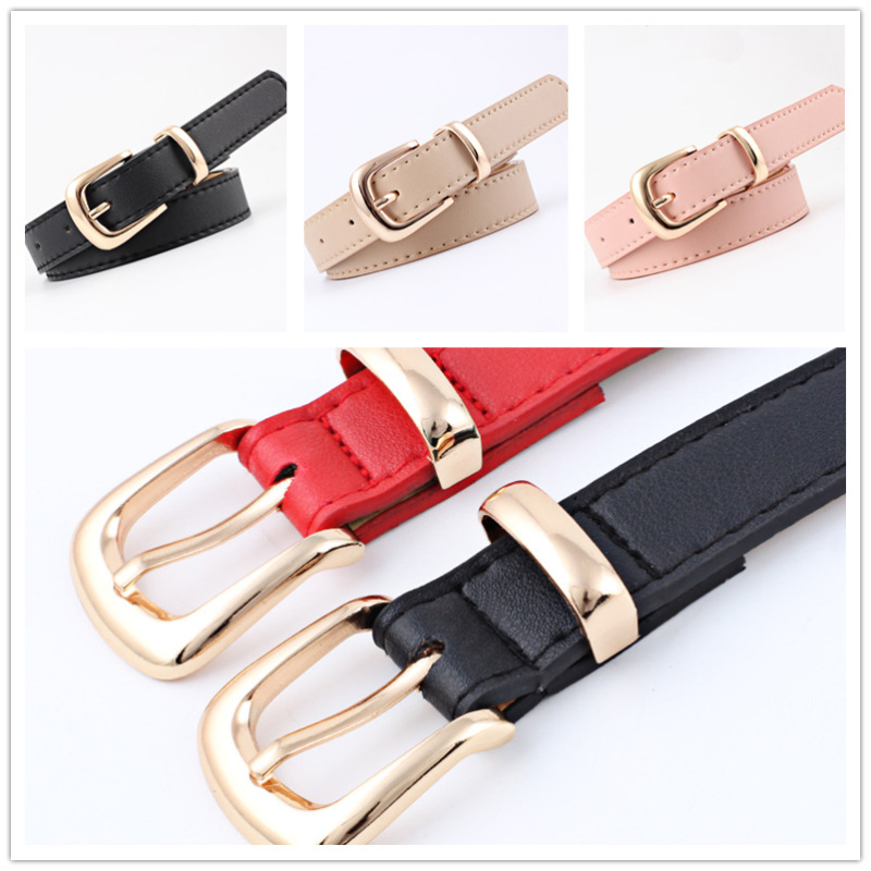 2.4X105cm Women Belts PU Leather Simple Metal Buckle Belt Girls Dress Jean Pants Waistband Belts for Lady Luxury Designer Brand