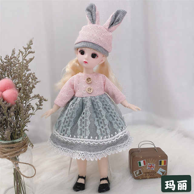 30cm Fat Doll 12 Moveable Joints 1/6 Girls Dress 3D Brown Eyes Toy with Clothes Shoes Girls Toys Children Gift