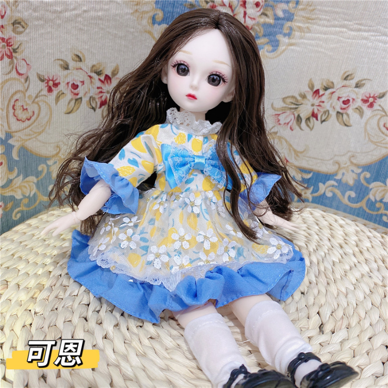 30cm Fat Doll 12 Moveable Joints 1/6 Girls Dress 3D Brown Eyes Toy with Clothes Shoes Girls Toys Children Gift