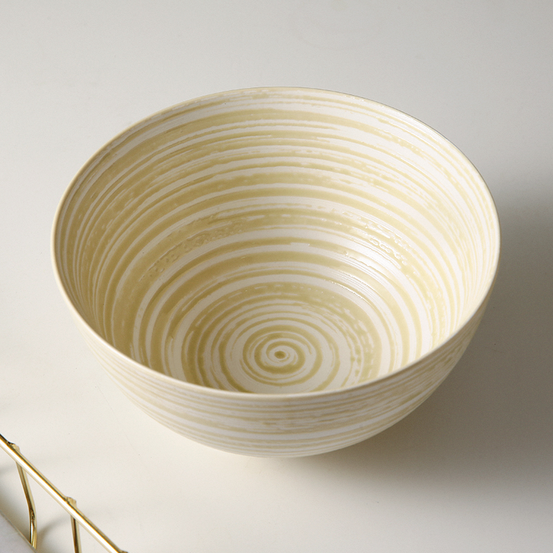 Circular Ceramic Bowl With Spiral Pattern Noodle Rice Ceramic Packaging Cup Bowls