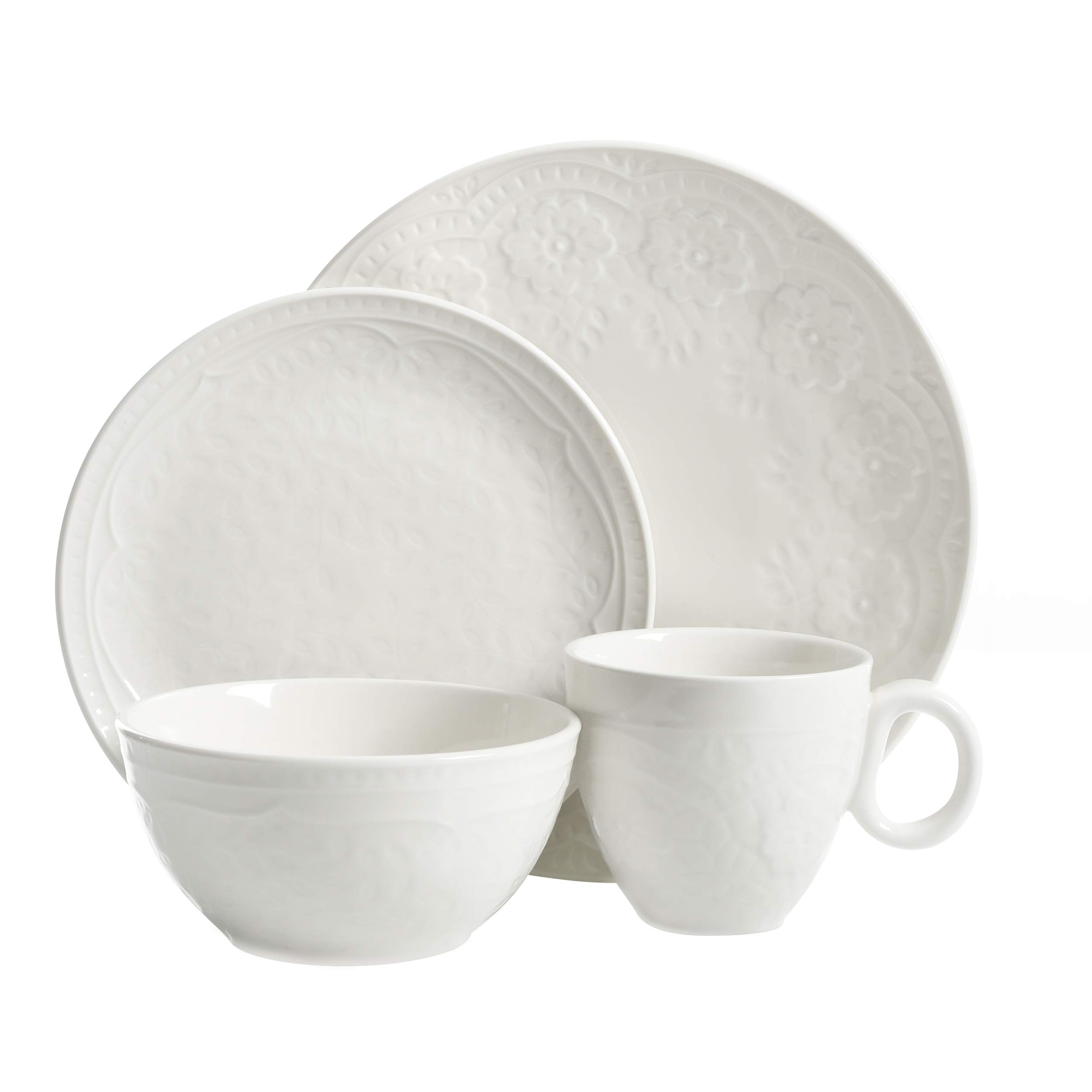 High Quality Popular Design Ceramic Stoneware Porcelain White Dinnerware Set 16 Piece Round Plate Tableware Set