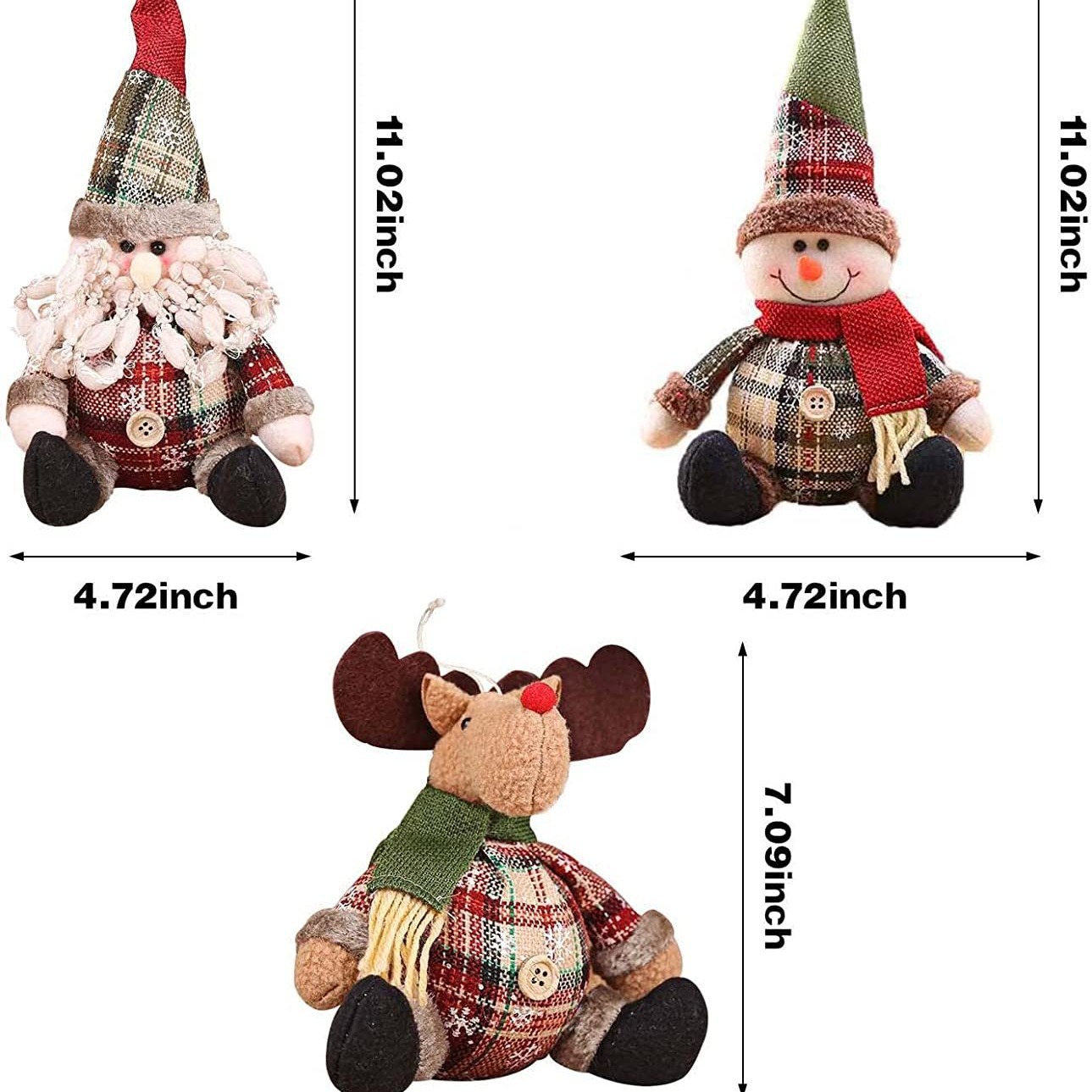 Christmas Checkered Cloth Button Doll Cute Christmas Fat Snowman 