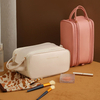 New PU Leather Cosmetic Bag Waterproof Multi-function Storage Bags Double Zipper Large Capacity Storage Tool with Handle Travel