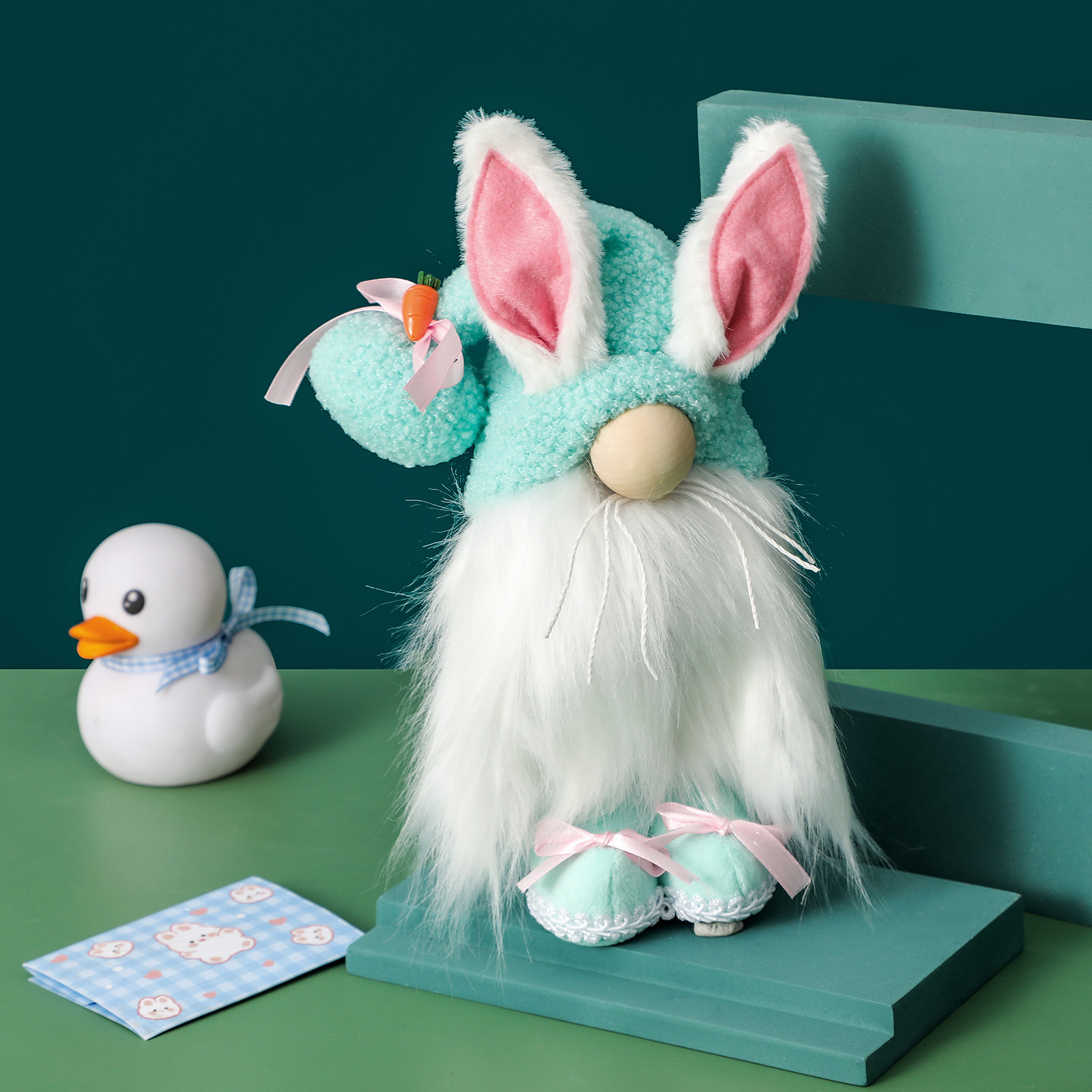 New Easter Long Eared Rabbit Standing Faceless Doll Doll Dwarf Showcase Home Decor