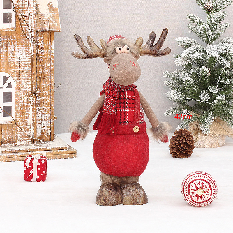 New Christmas Decoration Products Red Fabric Stretch Standing Elk Doll Gift Ornament