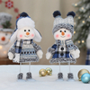 Christmas New Product Blue Fabric Doll Cute Skiing Swinging Snowman Decoration Pendant Holiday Gift