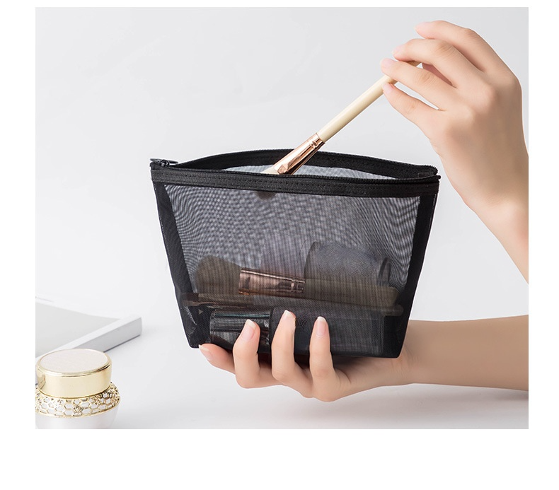 1pcs Transparent Mesh Zipper Cosmetic Bag Women Necessary Organizer Fashion Small Large Black Toiletry Bags Makeup Pouch Case