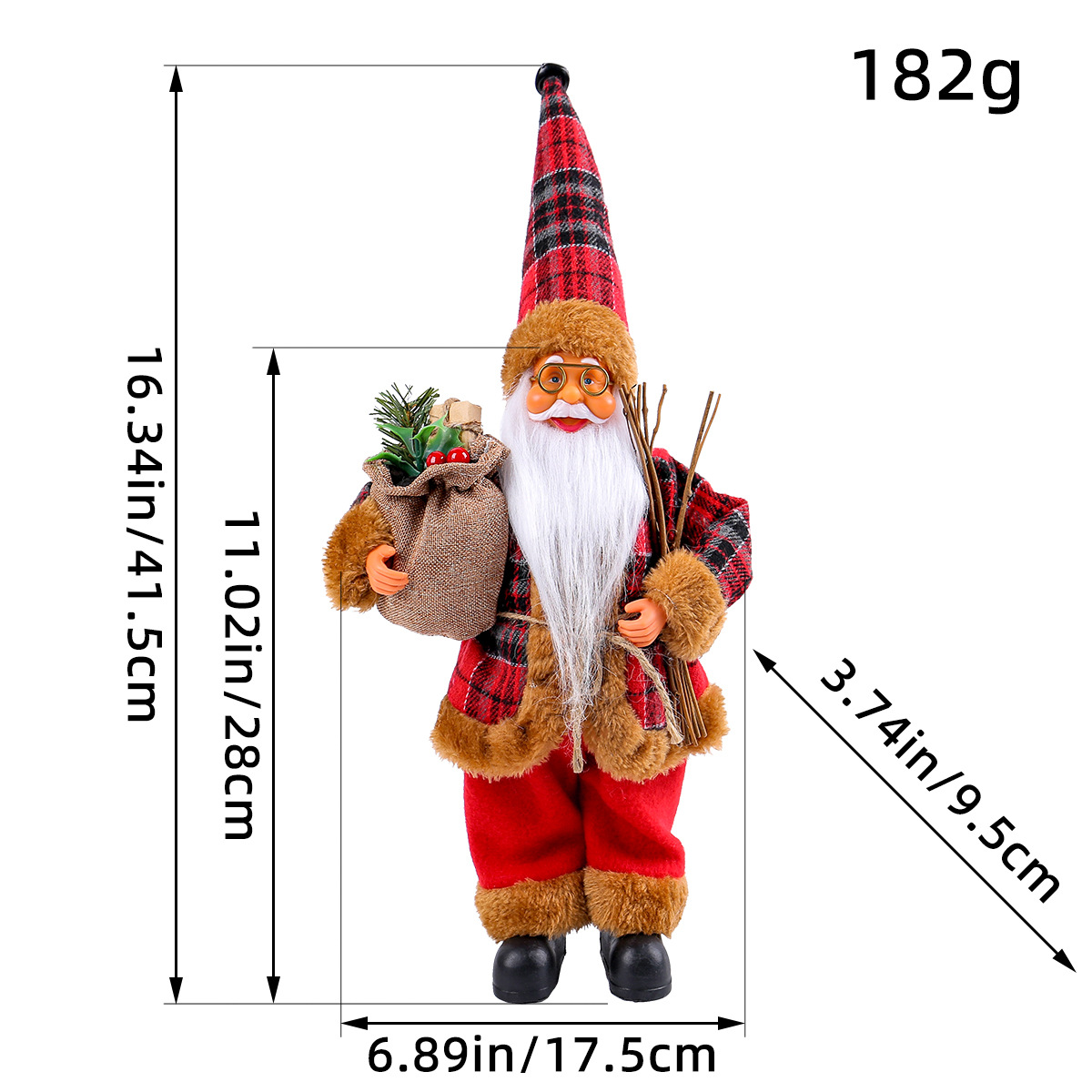 Standing Santa Claus Doll Ornament Christmas Cute Hug Gift Doll Window Decoration Supplies