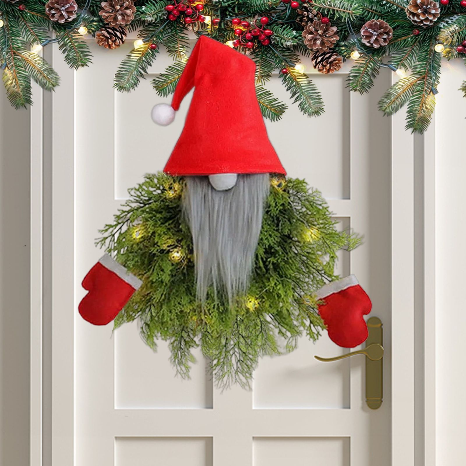 New Christmas Wreath Luminous Faceless Elderly Creative Door Hanging Window Decoration
