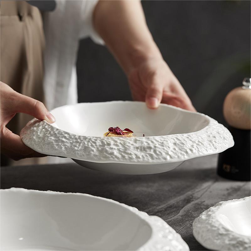 Rock Grain Ceramic Plate Home Gourmet Main Dish Plate Nordic Hotel Restaurant Tableware Creative Fruit Steak Dessert Cake Plate