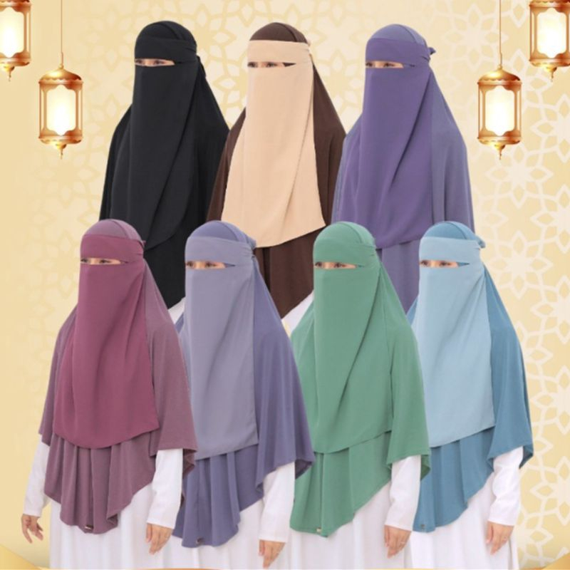 Ramadan Muslim One Layer Breathable Nida Burqa Scarf Hijab Modest Islam Clothing Eid Prayer Long Khimar Jilbeb Veil Niqab