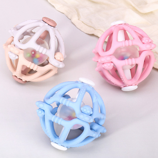 Baby Silicone Teether Rattle Toys Teether Bed Bell Silicone Montessori Ball Food Grade BPA Free Silicone Kid Gifts Teething Toys