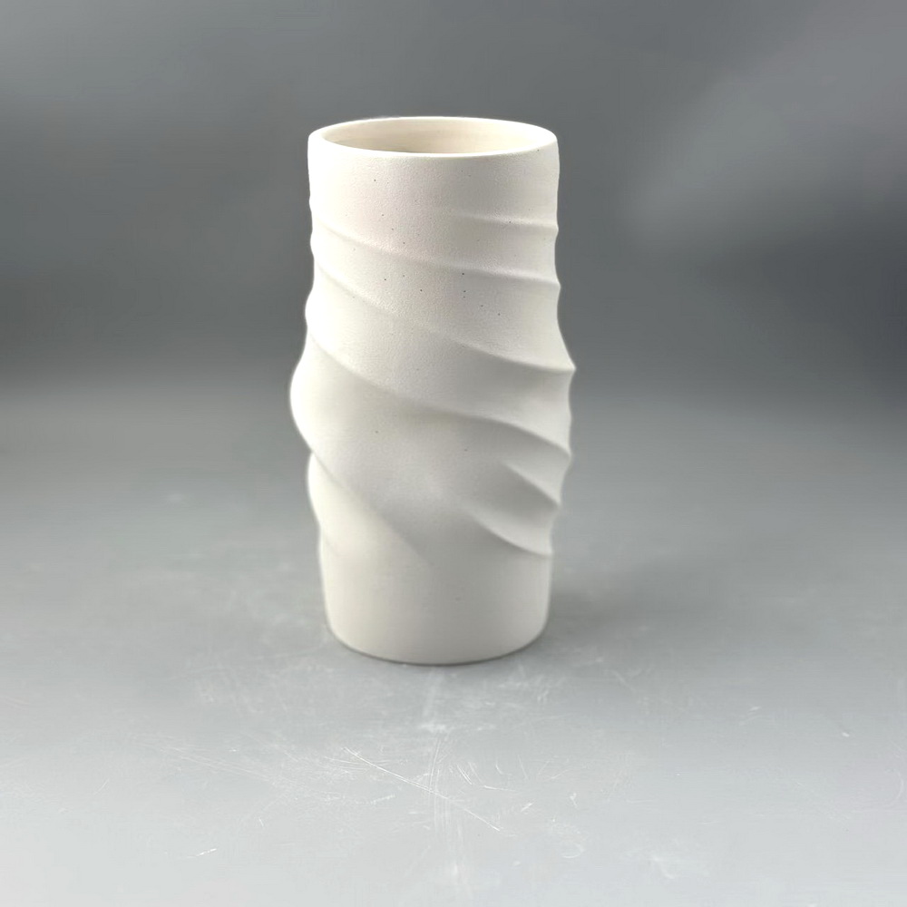 Modern Luxury Porcelain Vase Geometric Spiral Diamond Flower Insert Simple Ceramic Home Furnishing Living Room 