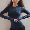 Sexy Women Solid Printing Sport Shirts Solid Color High Elastic Gym Yoga Top Running Breathable Long sleeve T-Shirts