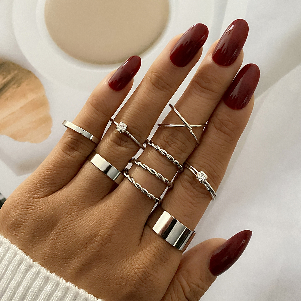 Punk Cross Twisted Crystal Finger Ring Bohemian Fashion Jewelry Gift