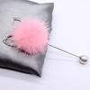 NEW Cute Rabbit Ears Real Mink Hair Fur Ball Brooch Pins For Women Korean Fur Ball Piercing Lapel Brooches Collar Jewelry Gift