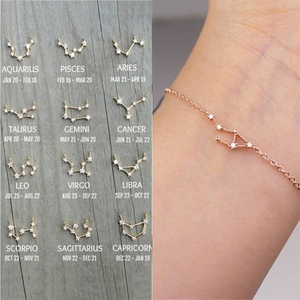 Constellation Simple Bracelets for Women Charm Zodiac Pattern Chain Bangles Birthday Bracelet Jewelry Gift