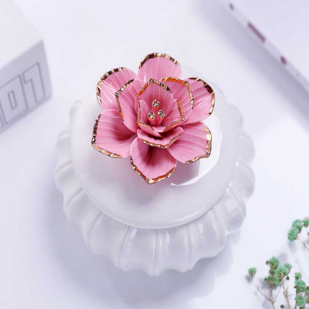  Nordic Rose Peony Outline In Gold Ceramics Flowers With Lid Makeup Organizer Desktop Jewellery Cosmetic Storage Box Container