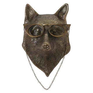Bronzed Resin Animal Head Sculpture With Glasses Wall Mounted Bear Fox Mouse Statue Figurine Hanging Pendant Home Decor New