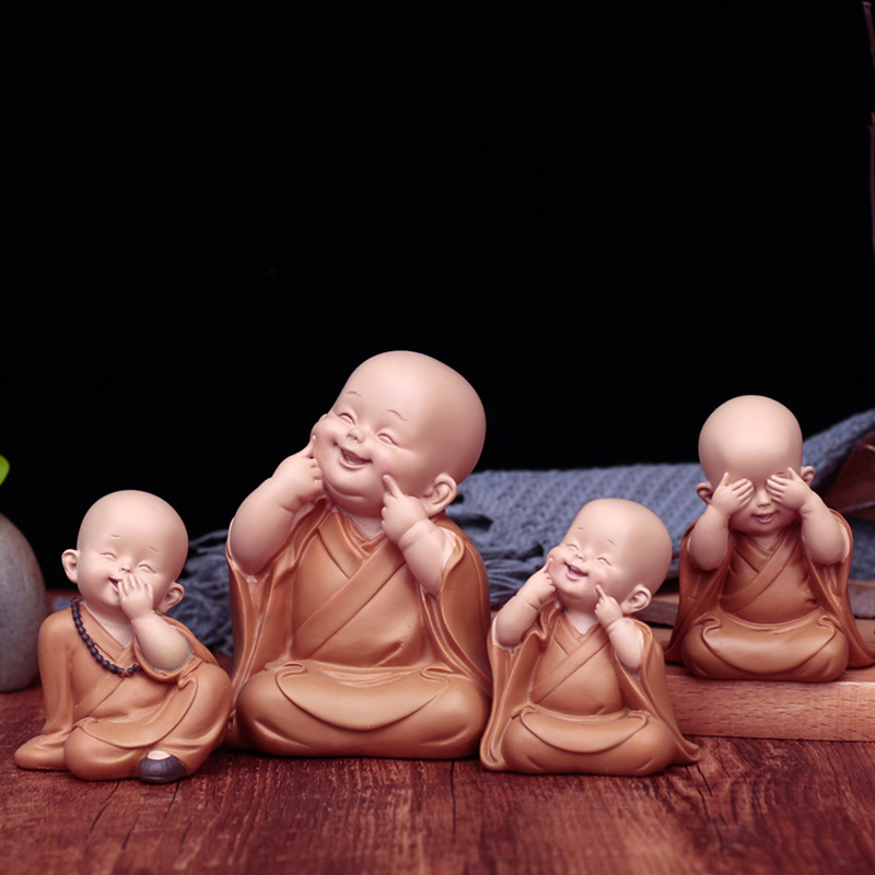 Small Monk Figurines Religion Resin Crafts Desk Miniatures Decoration Ornaments Accessories Home Decor Monk Home Decoration