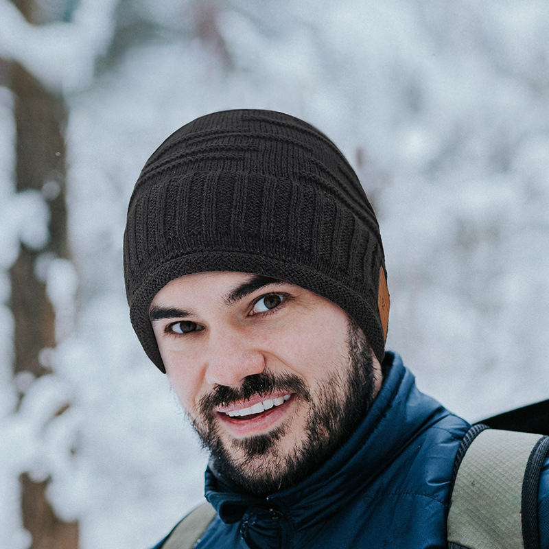 LED light warm winter Beanie Wireless music Hat With Removable Earphone