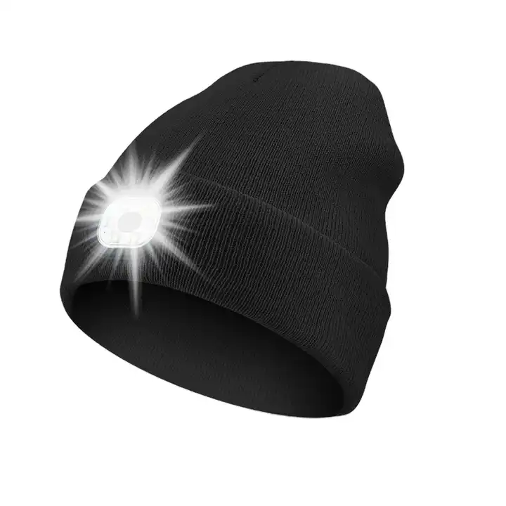 OEM Unisex Beanie with Light Emergency USB Rechargeable Lighted Cap LED Headlamp Hat for Camping Outdoor