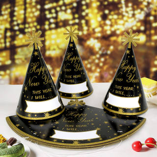 Hot Sell Black Gold Color New Year's Eve Party Hats Count Down Party Glitter Hats Happy New Year's Eve Party Supplies