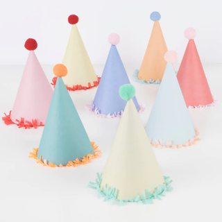 New Happy Birthday Kids Children Adults Metallic Paper Party Hat 4pk with String