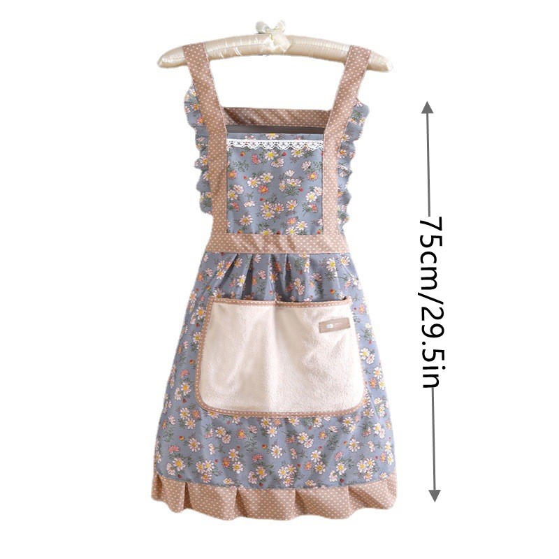 Cotton Canvas Floral Style Home Kitchen Fashion Apron Cooking Female Male Adult Waist Thin Breathable Male Work Kitchen Tools