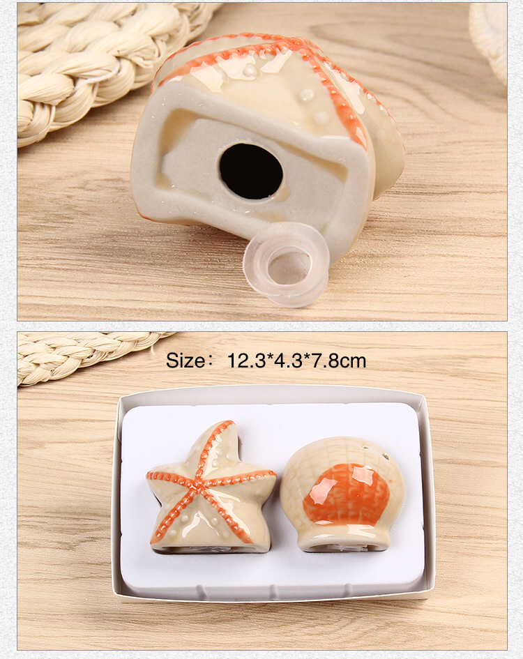 European Cartoon Starfish Ceramic Creative Seasoning Jar Household Kitchen Supplies Salt And Pepper Shaker Pair Gift Box