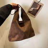 Women Suede Shoulder Bag Simple Tote Handbag Large Capacity Trendy Work Hobo Closure Vintage Hobo Bag Outdoor Travel Bag