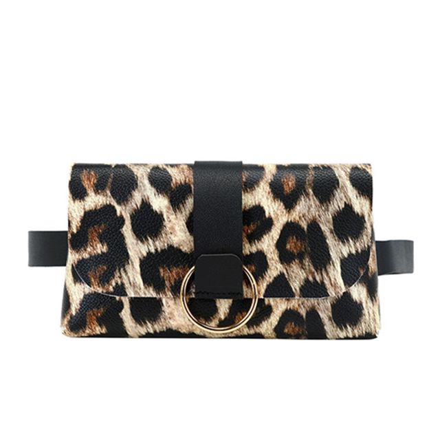 Mini Waist Bag 2 In 1 Leopard Stripe Coin Purse Ladies Belt Bag Belt Mobile Phone Bag Waist Bag Flap Leather Fanny Pack