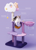 Factory Wholesale Flower Cat Tree Tower Houses Scratches Climbing Cute Luxury Purple Pet Cat Tree