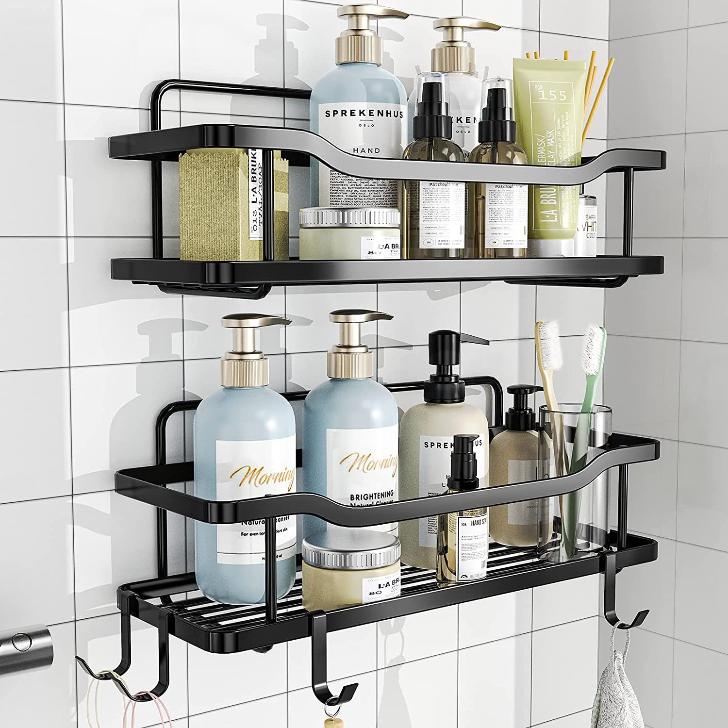 Stainless Steel 304 /201 Steel Wire Corner Shower Caddy Rack Adhesive Shower Shelves