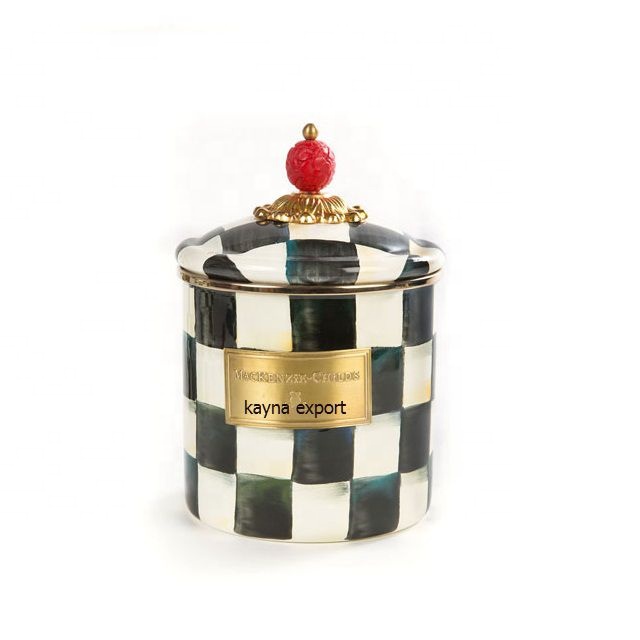 Luxury Decorative Mackenzie Fancy Metal Black & White Canister Food Storage & Container