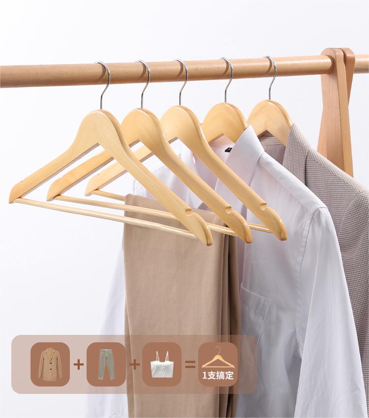 Hot Sale Premium Quality Logo Strong Coat Hanger Round Head Custom Solid Wood Hangers For Clothing