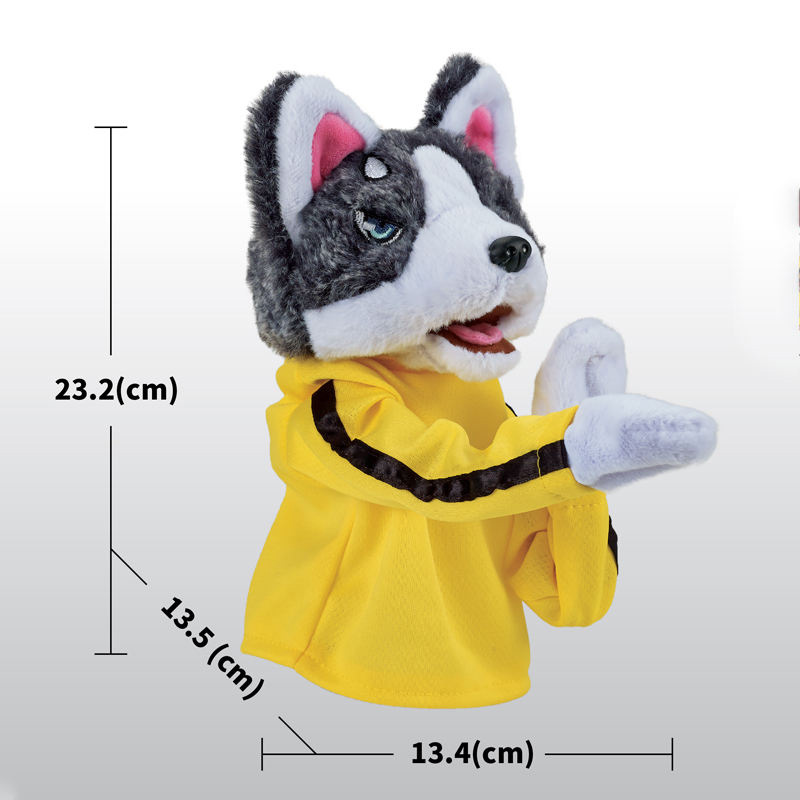 lovely Plush Animal Boxing Battle Vocal and Variable Sound Husky Glove Doll Boxing Dog hand puppets toy for kids