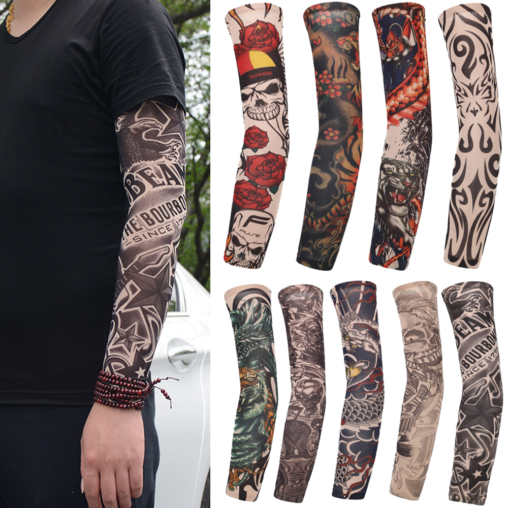 1Pc Summer Cooling Flower Arm Sleeves UV Protection Tattoo Arm Sleeves Outdoor Sport Sun Protection Warmer Arm Cover for Running