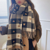 Scarves Women Knitted Heart-pattern Plaid Lovey Girl Winter Scarf College Fashionable Leisure Shawl Wraps