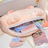 Kawaii Pink Girly Heart Piggy Plush Pen Bag Student Creative Large Capacity Pen Bag Cute Stationery Supplies Cosmetic Bag