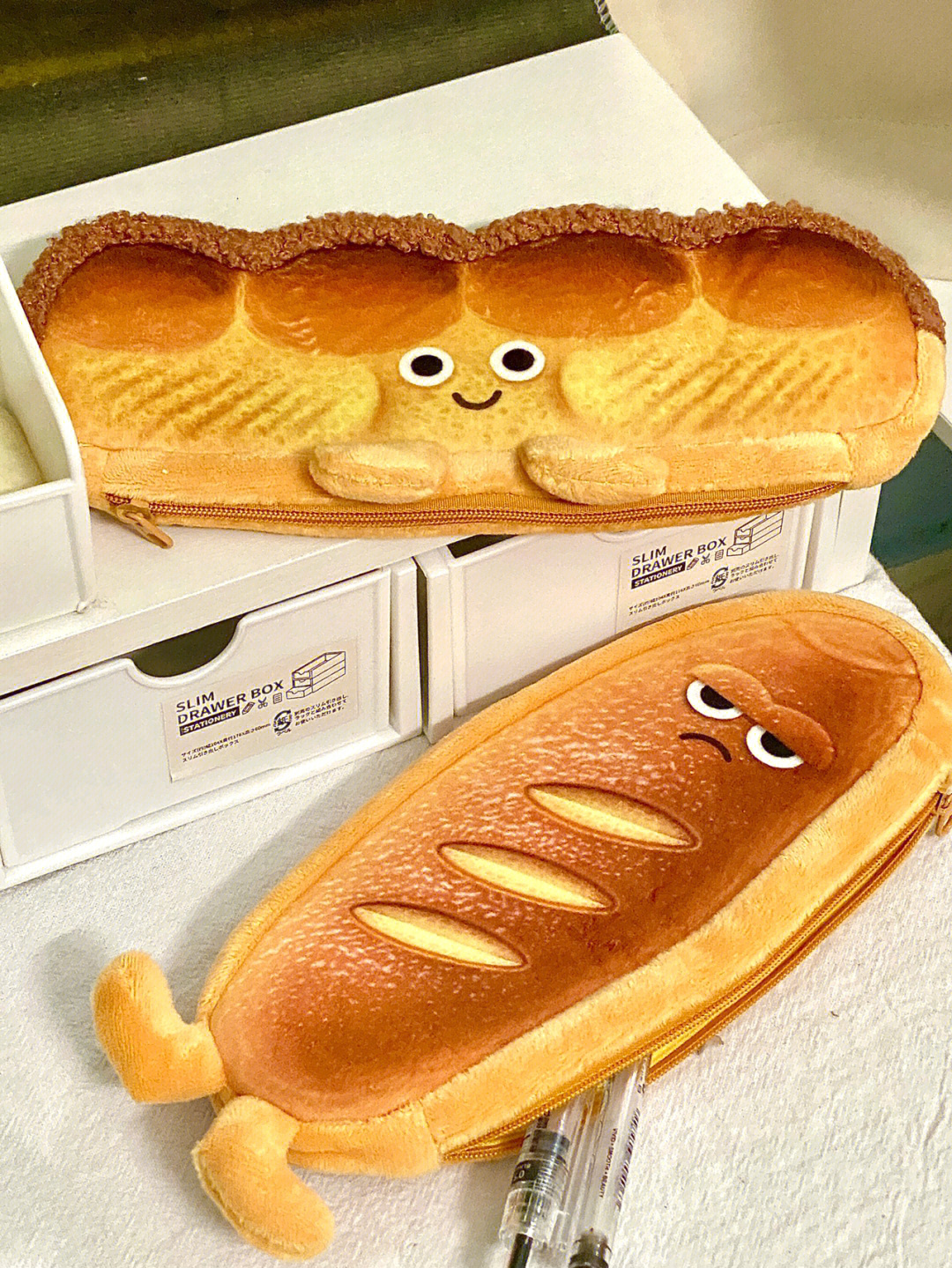 Kawaii Bread Toast Pencil Case Bag for Girls Cute Plush Pen Pouch Box Large Capacity Student School Supplies Korean Stationery