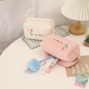 Ins Tulip Fresh Pencil Bag Cute Plush Pencil Case Girl Cosmetic Bag Student Storage Bag Student Pencil Box School Office Supplie