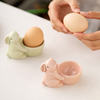 Ceramic Rabbit Shape Egg Cup Easter Cute Bunny Shaped Egg Stand Holder Tabletop Ornaments Hard Boiled Egg Holder For Lunch Decor