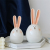 Cute Ceramics Long Ears Rabbit Head Home Decoration Accessories Living Room Ornament Round Bunny Crafts Easter Gifts For Friend