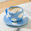 Hand-painted Flower Ceramic Coffee Cup Home Office Mug With Plate Spoon Breakfast Milk Juice Tea Handle Cup Gift Drinkware Set