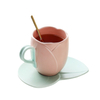 1 Set Tulip Cup Saucer Flower Shaped Ceramic Coffee Mug Unique Flower Cup Afternoon Teacup Girl Breakfast Milk Oatmeal Drinkware