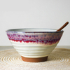 Threaded Bowl Ceramic Noodle Bowl High Foot Rice Soup Bowl Fruit Salad Bowl Tableware For Household Restaurant