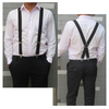 Suspenders Men Solid Color Polyester Elastic Adult Belt X-Shape Braces 4 Clips Casual Suspenders Suspenders
